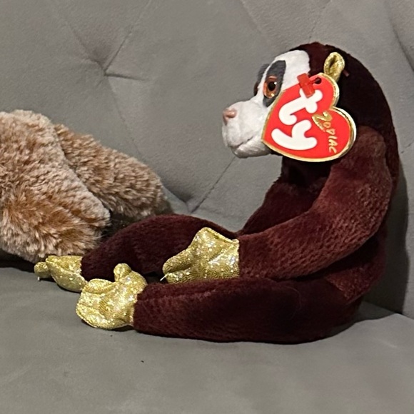 TY Beanie Babies Year Of The Monkey Brown/Gold Plush Toy, Vintage Y2K, NWT - Picture 5 of 5